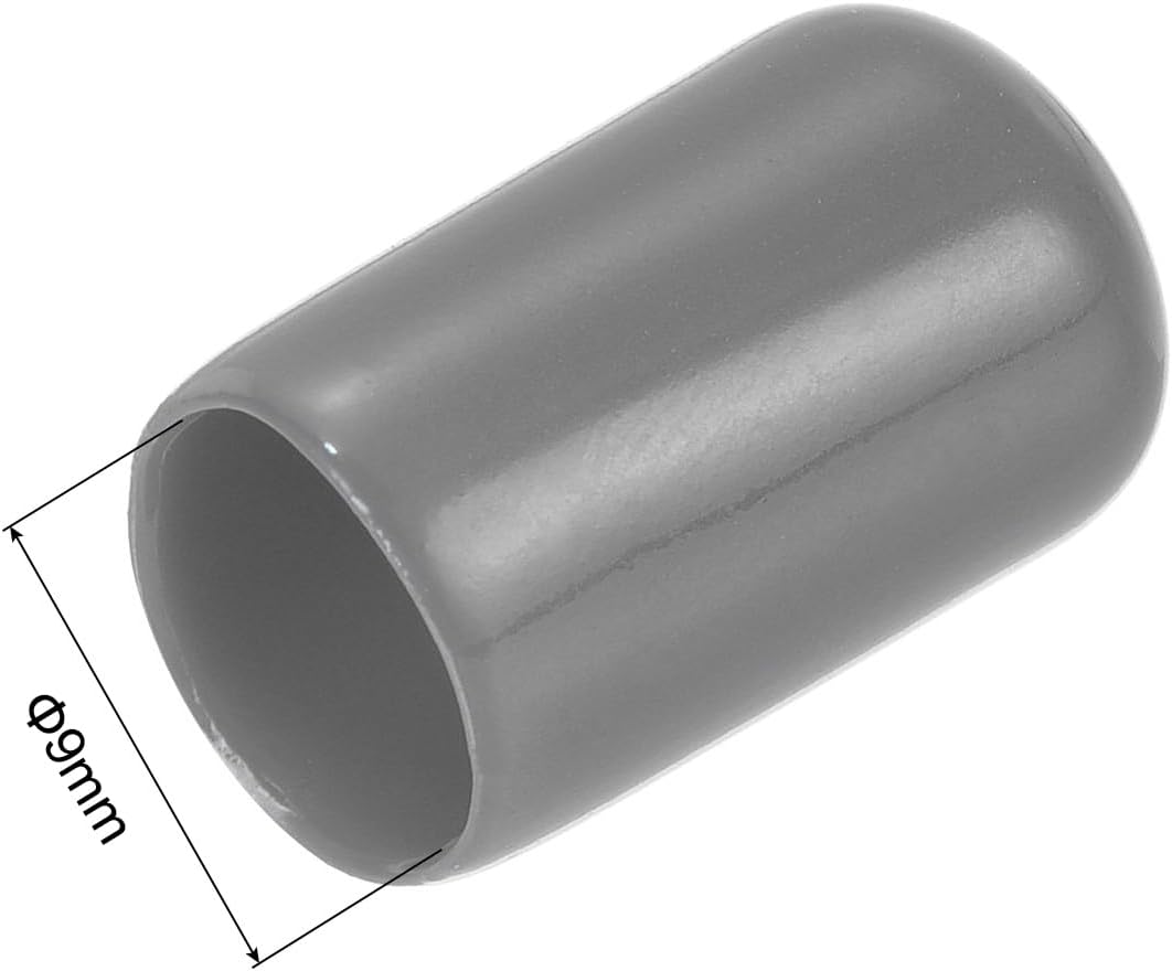 uxcell 20pcs Rubber End Caps 9mm(3/8") ID Vinyl PVC Round Tube Bolt Cap Cover Screw Thread Protectors Dark Grey