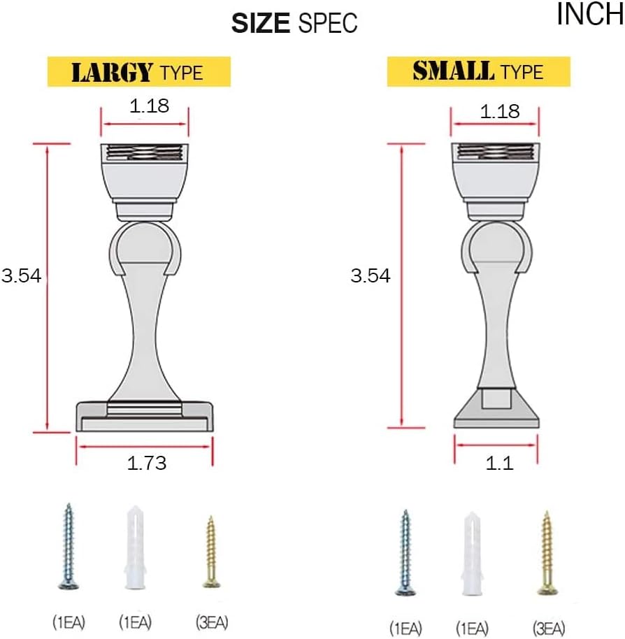 Magnetic Door Stop, Stainless Steel, Magnetic Door Catch, Door Holder, Door Stops, Wall Mounted, Floor Mounted, Door Banging Prevention (Large x 2pack, Black)