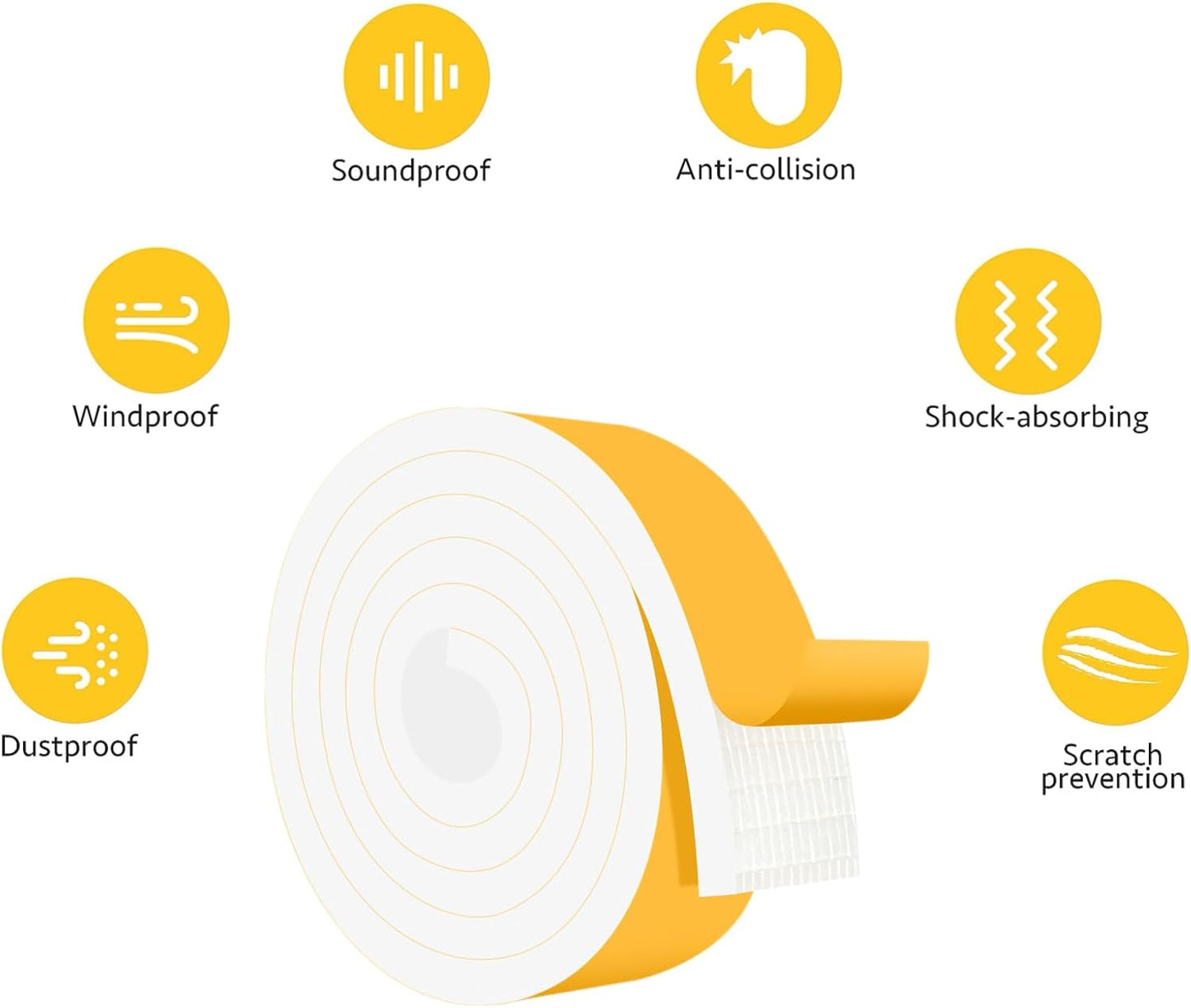 Weather Stripping Door Seal Strip, Strong Adhesive Foam Insulation Tape for Doors and Windows, SoundProof Weatherproof Air Conditioning Insulation, Winterizing (2 in x 1/2 Inx 6.5Ft