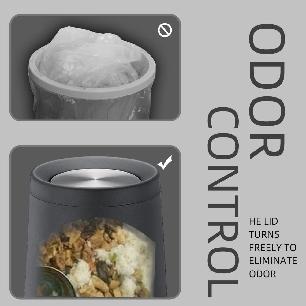 Household Swing Black Bathroom Trash Can，Brushed Stainless Steel，10 L/3 Gallen，Garbage Can with Flipping Lid， for Indoor or Commercial Use, Kitchen,Modern，Living Room,Bedroom