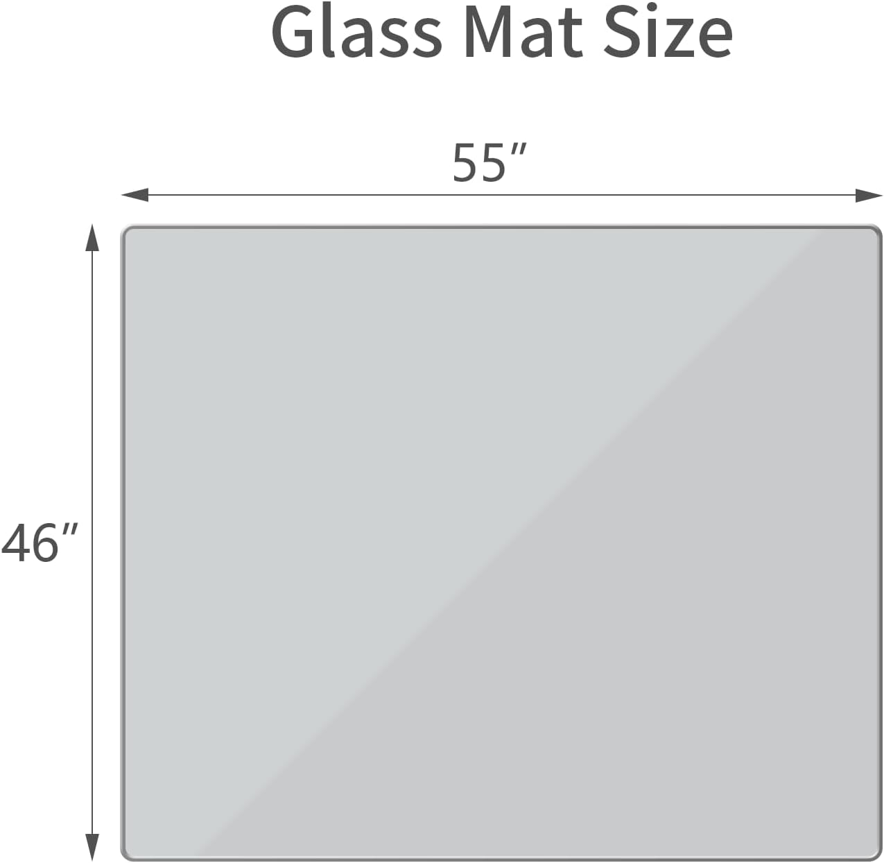 [Tempered Glass] 46" x 55" Glass Chair Mat, Heavy Duty Hard Floor Mat with Round Corner and Polished Edge, Office Chair Mat for Carpet Office Home Hardwood Floor Desk