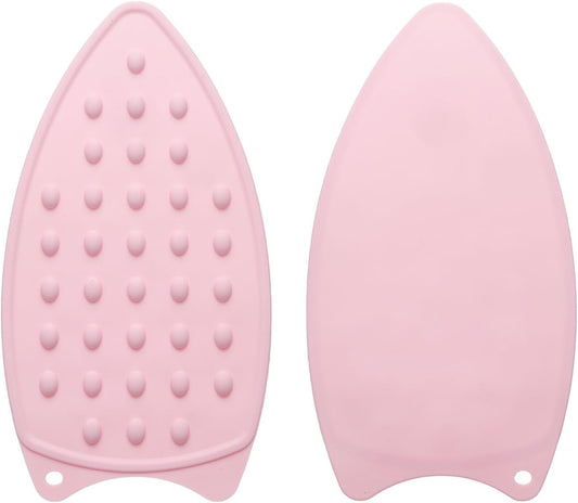 HARFINGTON 2pcs Silicone Iron Rest Pad, Multipurpose Iron Hot Resistant Mat Iron Rest Plate for Ironing Board Hot Heat Resistant Steam Compact Mat, Pale Pink