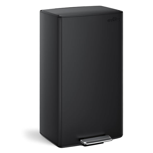mVm 10.6 Gallon Heavy Duty Step Trash Can with Lid, Foldable Foot Pedal Bin for Kitchen Office Dormitory Home Rooms (Black)
