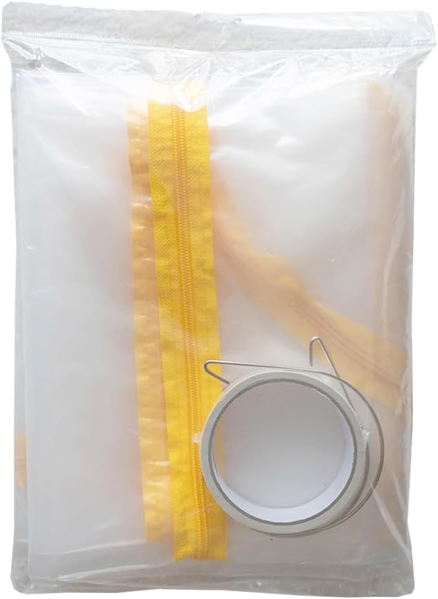 PAD 'N PROTECT Zipper Door Dust Barrier with U-Shape Zipper Door, 4' x 7.2', 4mil, Heavy Duty Dust Barrier U Zipper & Flap Hooks, Double Sided Tape, Easy Install, Yellow Zip, Ready to Use