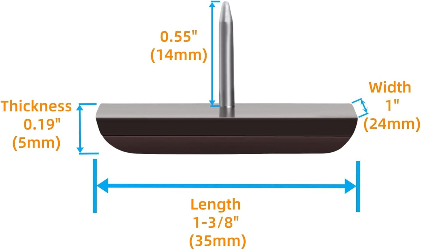 Furniture Sliders-Furnigear (Teflon) Nail in Chair Glides for Carpet and Hardwood Floor - Move Your Furniture Easily & Safely - Best Floor Protector (1x1-3/8 Nail, Brown-24 Pack)