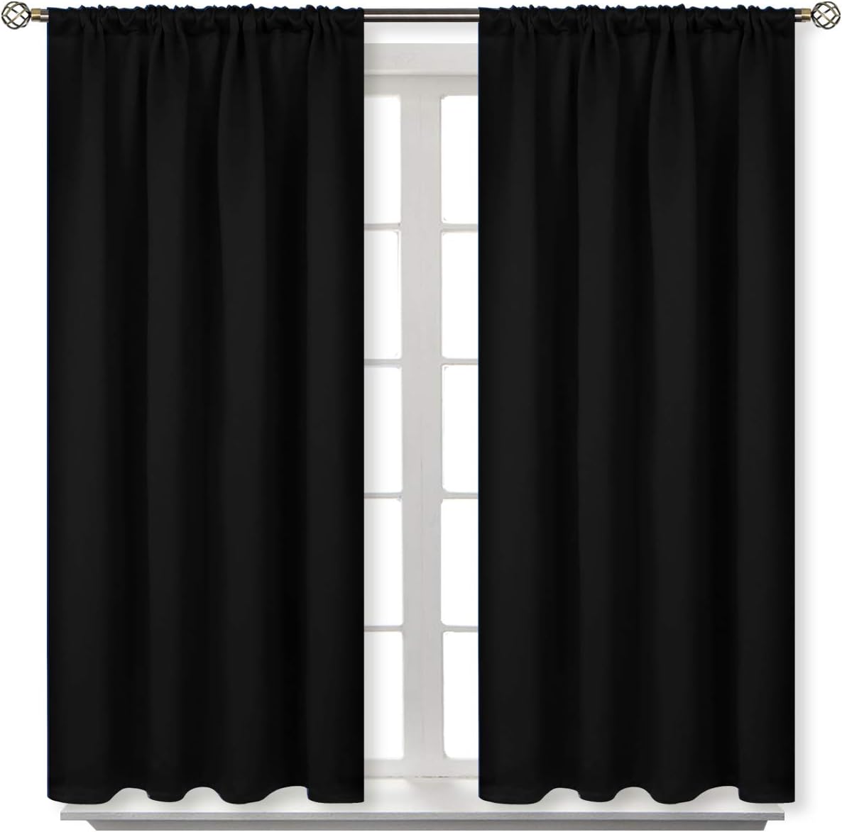BGment Black Out Curtains 54 Inches Length for Bedroom - Rod Pocket Room Darkening Drapes Thermal Insulated Shading Blinds for Basement Short Window Kitchen, 42 x 54 Inch, 2 Panels