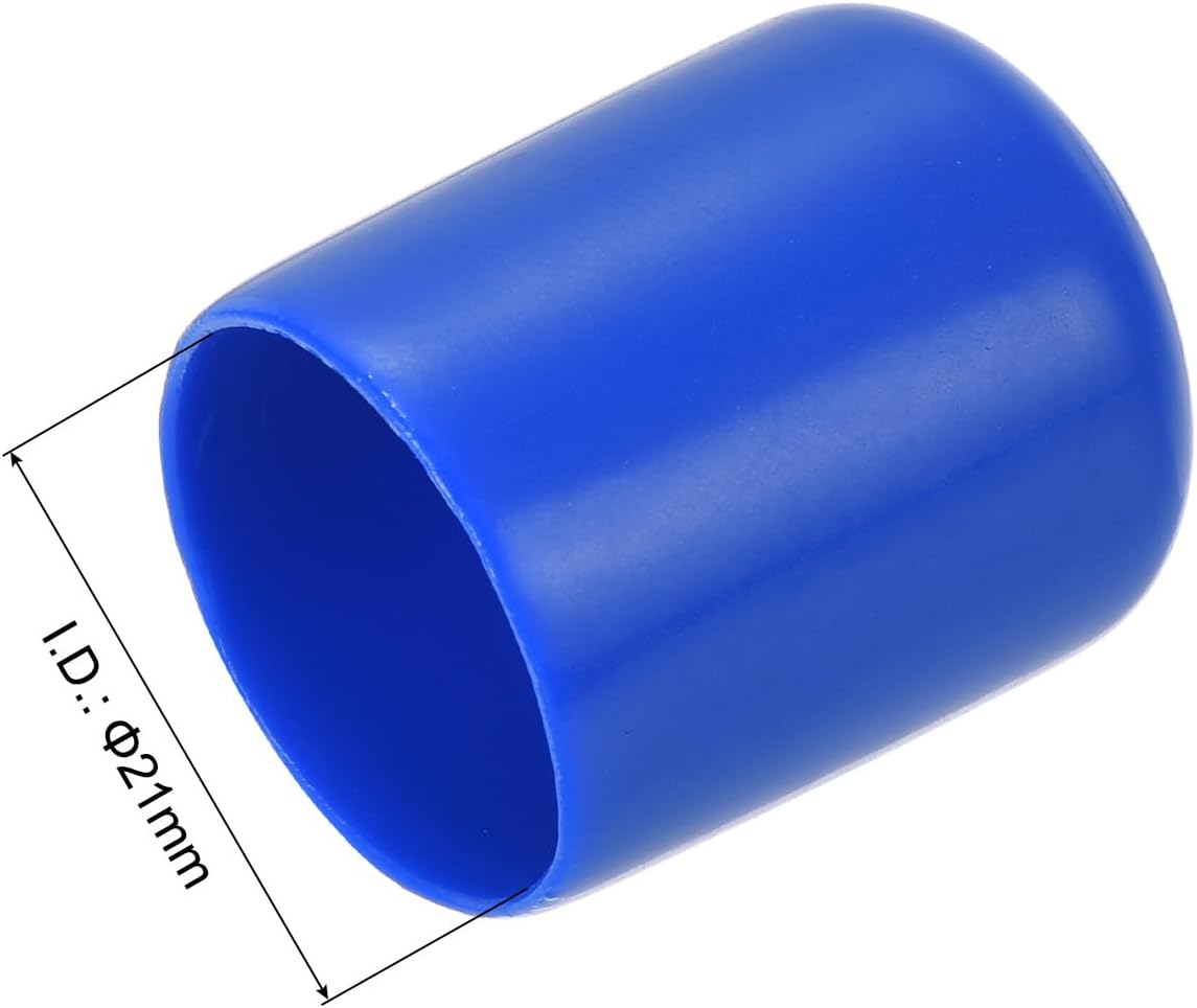 uxcell 20pcs Rubber End Caps 21mm ID Vinyl Round Tube Bolt Cap Cover Screw Thread Protectors Blue