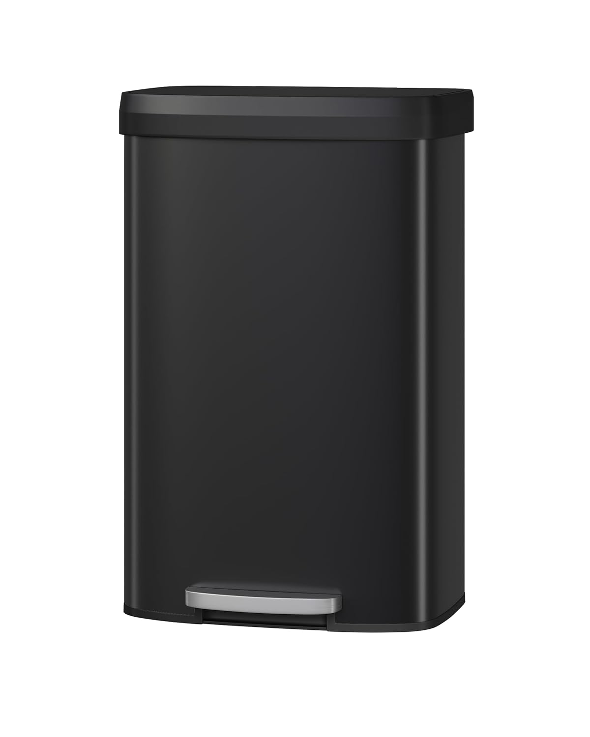 Garvee 21 Gallon / 80 Liter Metal Trash Can with Lid, Large Garbage Can for Kitchen, Rustproof Step-on Kitchen Metal Trash Bin with Liner Rim, Rear Handle, Soft Close Plastic Lid, Black