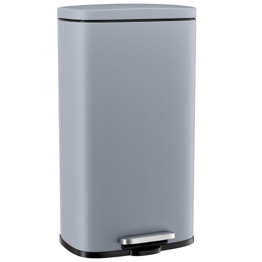 Arlopu 8/13.2 Gallon Step Trash Can, Stainless Steel Garbage Bin, Soft-Close Rubbish Bin with Removable Plastic Inner Bucket, Fingerprint-Proof, Lid Dustbin, Suit for Kitchen Home (Haze Blue, 30L)
