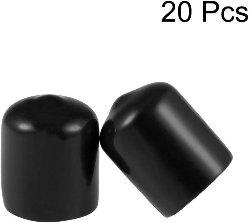 uxcell 20pcs Rubber End Caps 17mm ID Vinyl Round Tube Bolt Cap Cover Thread Protectors Black