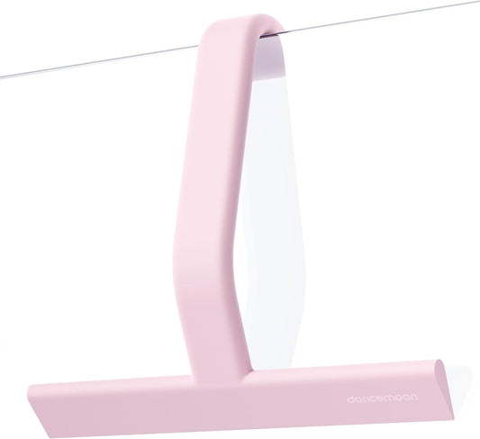 dancemoon JustHang Shower Squeegee for Glass Doors, All-one-Piece Silicone with Built-in Hook Design for Easy Hanging and Cleaning, 10 Inch Pink