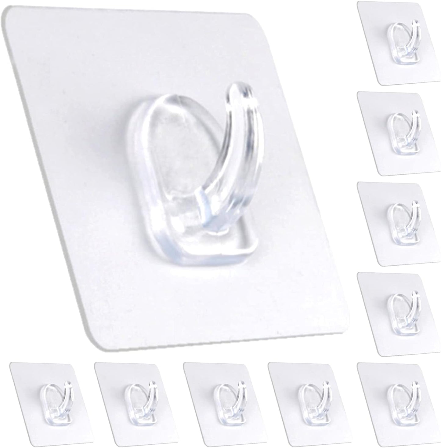 Adhesive Hooks, Heavy Duty Utility Hooks 20 lb(Max) Waterproof and Oilproof Removable, 20 Pack Seamless Hooks Reusable Wall Hook for Kitchen Bathroom Bedroom Office