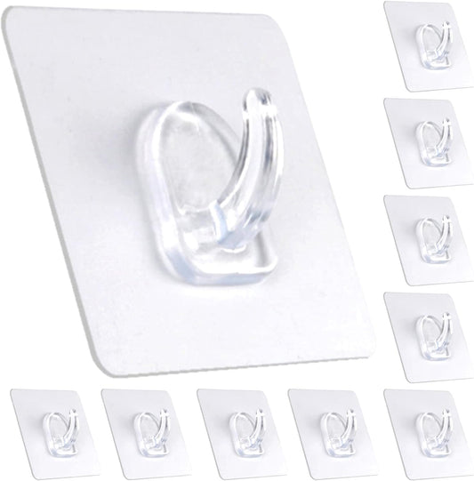 Adhesive Hooks, Heavy Duty Utility Hooks 20 lb(Max) Waterproof and Oilproof Removable, 20 Pack Seamless Hooks Reusable Wall Hook for Kitchen Bathroom Bedroom Office