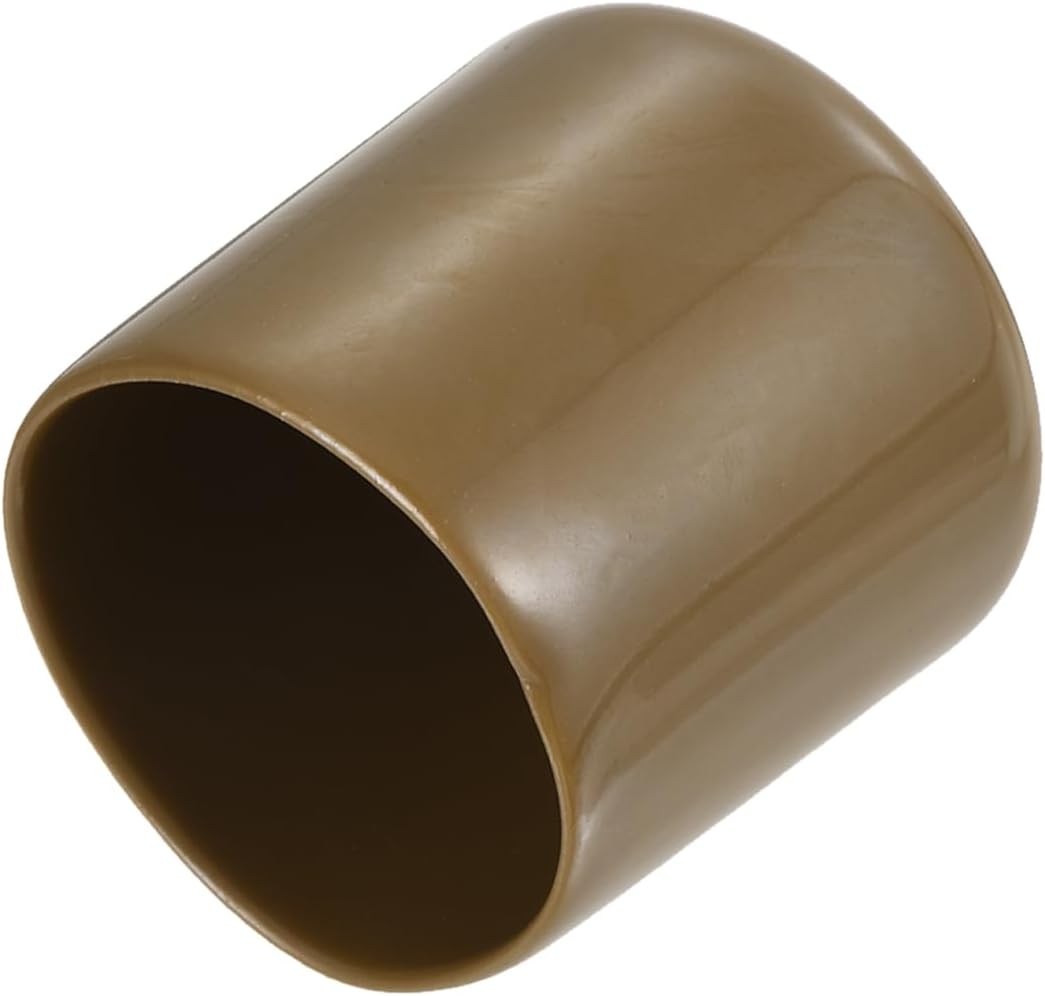 uxcell 20pcs Rubber End Caps 30mm(1 3/16") ID Vinyl PVC Round Tube Bolt Cap Cover Screw Thread Protectors Light Brown
