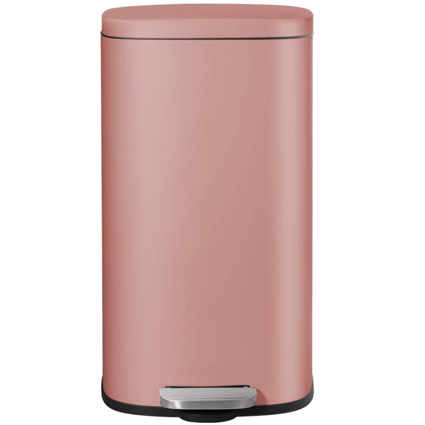AthLike Trash Can, Stainless Steel Kitchen Garbage Can, Step Waste Bin with Hinged Lid and Removable Inner Bucket, Soft-Close, Dustbin for Bathroom Bedroom Living Room Home (Pink, 13.2 Gal)