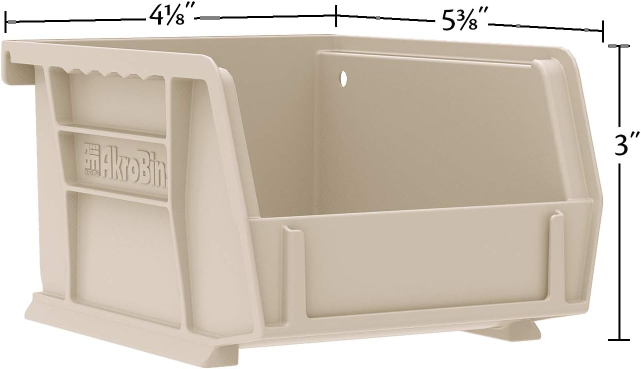 Akro-Mils 30210 AkroBins Plastic Storage Bins, Space-Saving Stackable Bins for Garage, Pantry, Craft Organization, 5-" x 4-" x 3-", Clear, 24-Pack