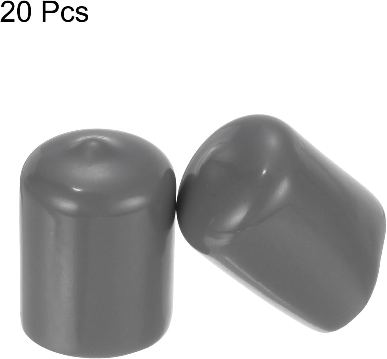 uxcell 20pcs Rubber End Caps 21mm ID Vinyl PVC Round Tube Bolt Cap Cover Screw Thread Protectors Dark Grey