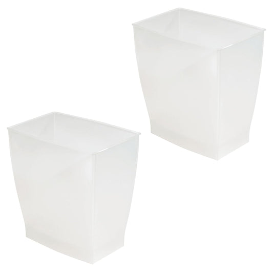 iDesign Small Rectangular Bathroom Trash Set of 2 Waste Can, Clear Frost