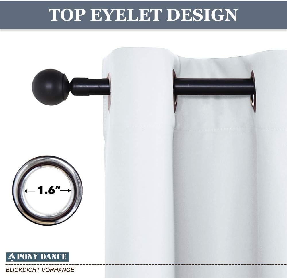 PONY DANCE Greyish White Small Window Curtain Panels Room Darkening Curtain Tiers for Nursery with Top Grommet (Only Block 60-75% Lights), 29 x 30 Inch, 1 Pair