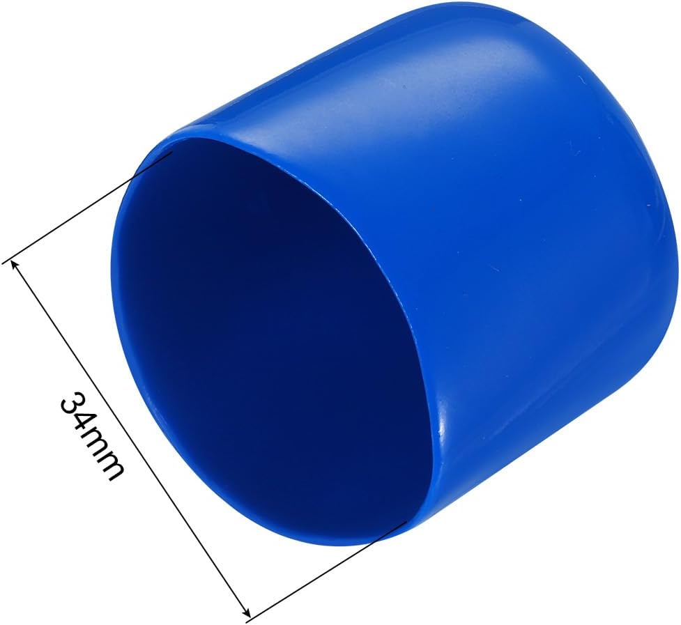 uxcell 20pcs Rubber End Caps 34mm ID Vinyl PVC Round Tube Bolt Cap Cover Screw Thread Protectors Blue