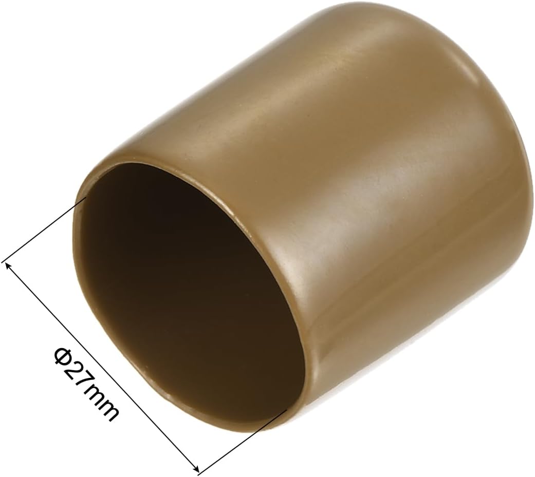 uxcell 20pcs Rubber End Caps 27mm(1 1/16") ID Vinyl PVC Round Tube Bolt Cap Cover Screw Thread Protectors Light Brown