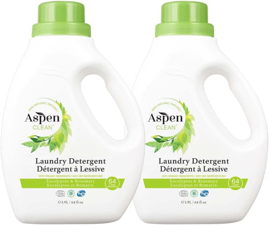 AspenClean Natural Laundry Detergent Eucalyptus & Rosemary - 100% Natural, Organic, HE Liquid Laundry Detergent - Vegan, Cruelty-Free, Biodegradable - Safe for Babies, Pets & Kids - EWG Certified (2