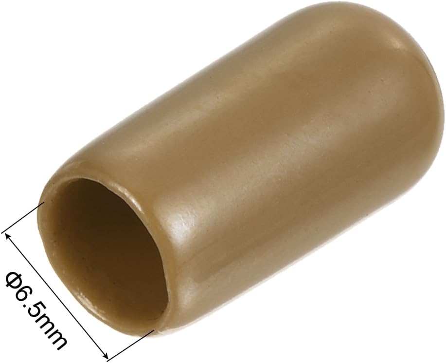 uxcell 20pcs Rubber End Caps 6.5mm(1/4") ID Vinyl PVC Round Tube Bolt Cap Cover Screw Thread Protectors Light Brown