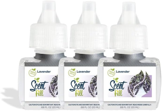 Scent Fill 100% Natural Lavender Plug in Air Freshener, Scented Oil Refills, 3 Refills