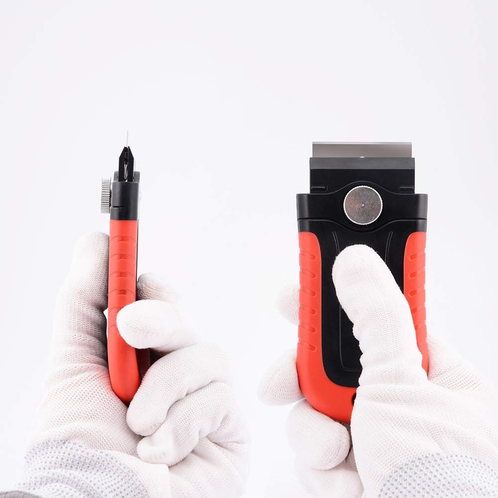 Gomake Razor Blade Scraper Tool with Blade Storage Container, Glass Cooktop Stove Scraper with 10PCS Stainless Steel Blades for Glass Clean,Paint,Old Label,Decal Sticker,Adhesive Remover