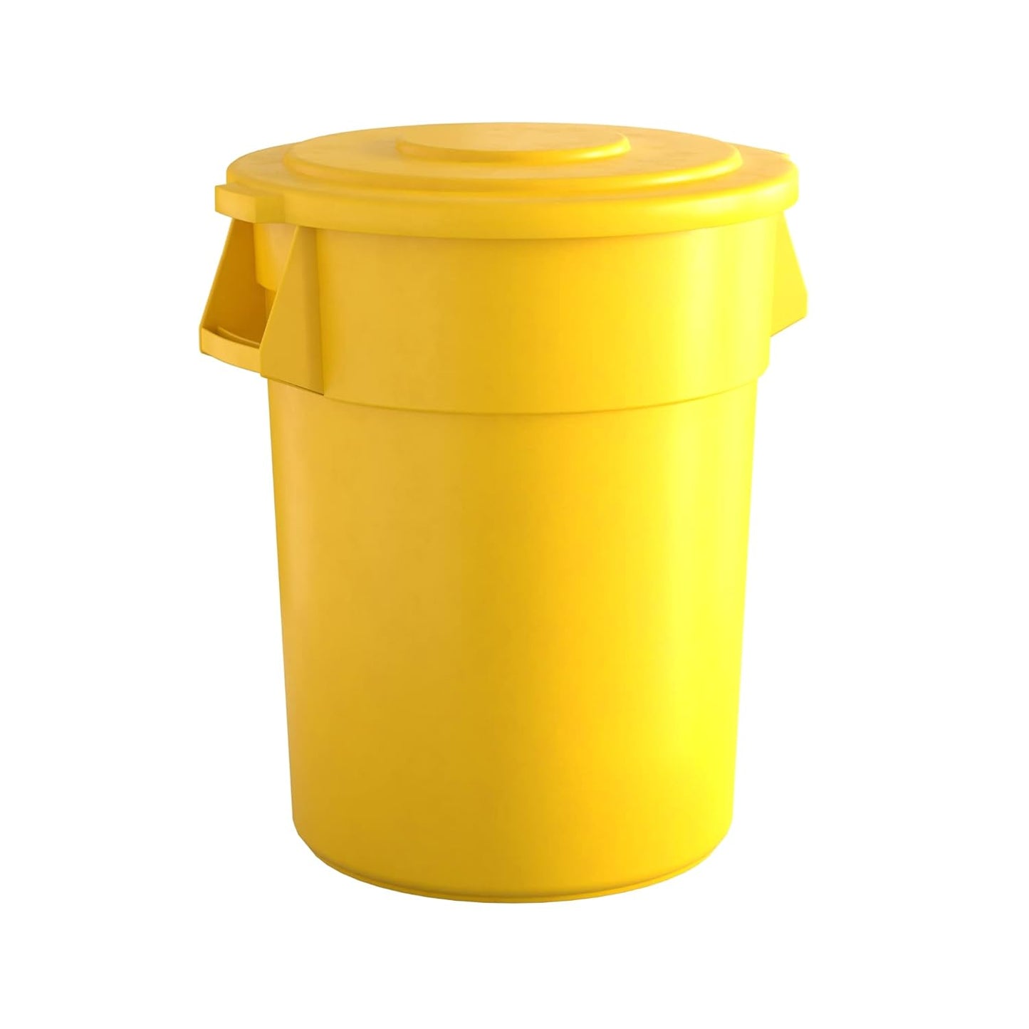 55 Gallon Yellow Round Commercial Trash Can with Lid