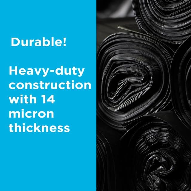 250 Count, 40-45 Gallon Trash Bags, Heavy Duty Black Bags, Ideal for 39, 40, 42, 45 Gallon