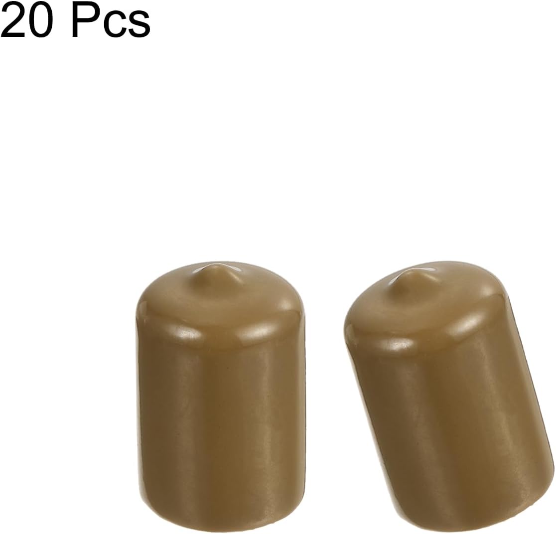 uxcell 20pcs Rubber End Caps 18mm ID Vinyl PVC Round Tube Bolt Cap Cover Screw Thread Protectors Light Brown