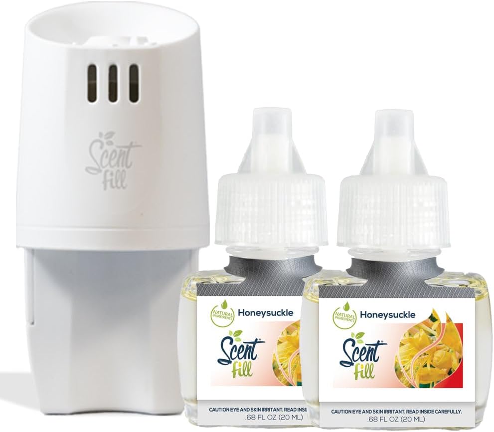 Scent Fill Honeysuckle Plug in Air Freshener, Scented Oil Refills, 2 Refills + Diffuser