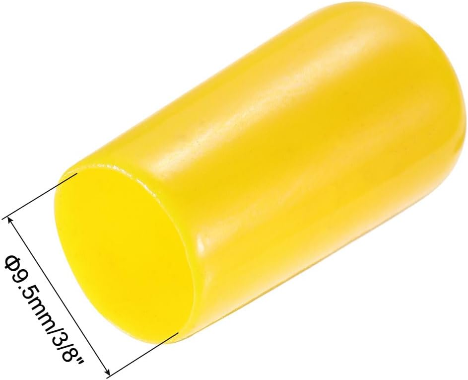 uxcell 20pcs Rubber End Caps 9.5mm(3/8") ID Vinyl PVC Round Tube Bolt Cap Cover Screw Thread Protectors Yellow