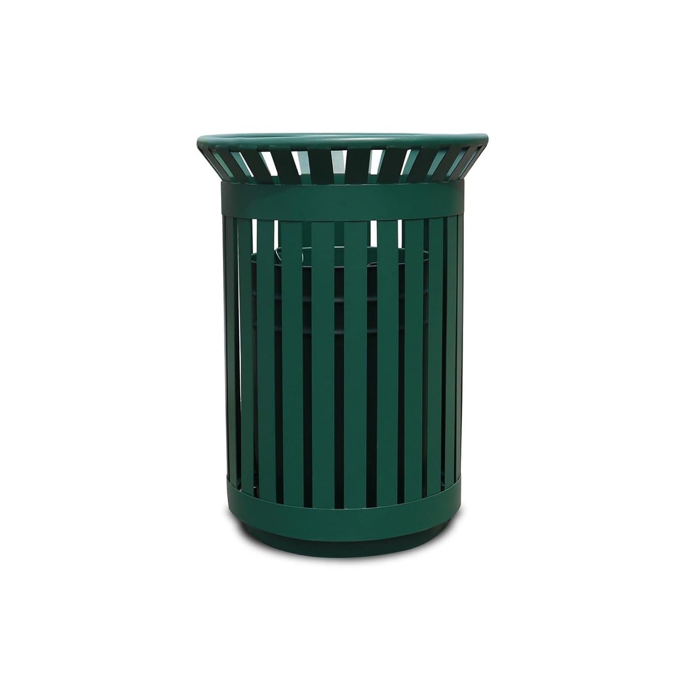 Outdoor Metal Slatted Trash Receptacle,Waste Receptacle，Commercial Trash Cans,Zone Round Garbage Bin,Square Hotel Street Patio Indoor Metal Stan (Big-Green)