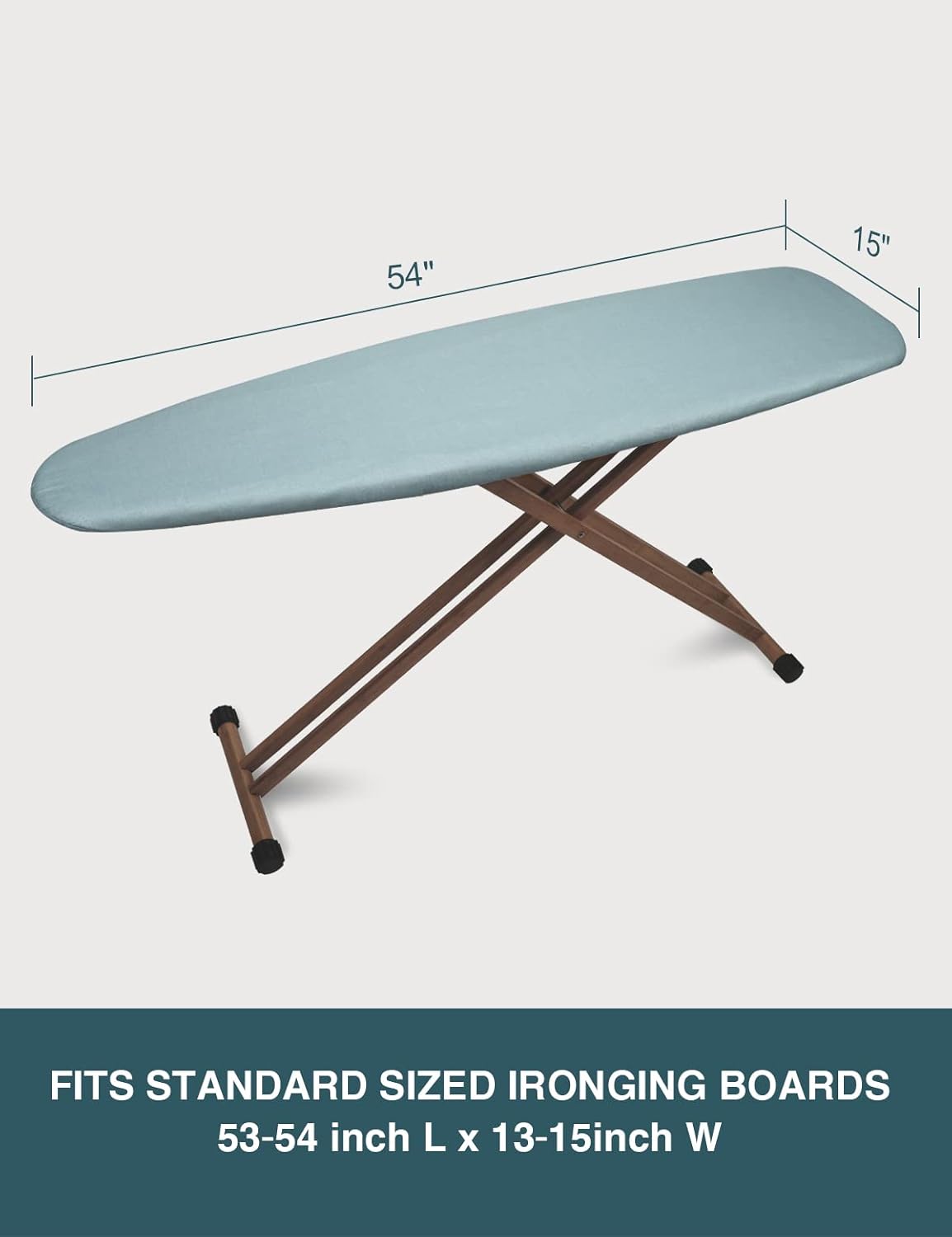 Ironing Board Cover and Pad, Resist Scorching and Staining, 15x54 Reflective Silicone Ironing Board Cover with Thick Padding Extra Thick with Elastic Edges 4 Fasteners