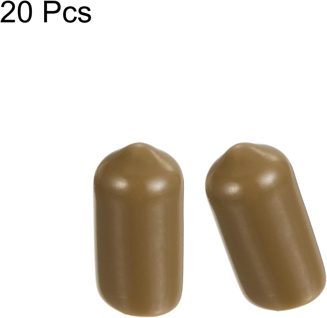 uxcell 20pcs Rubber End Caps 8mm(5/16") ID Vinyl PVC Round Tube Bolt Cap Cover Screw Thread Protectors Light Brown