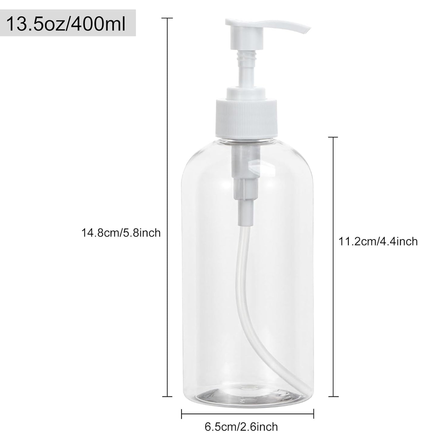 Yebeauty Pump Bottle Dispenser, 2 Pack 13.5oz/400ml Dish Lotion Soap Dispenser Plastic Liquid Shampoo Container for Bathroom Kitchen Hotel Body Wash, Clear