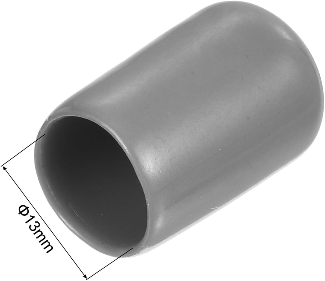 uxcell 20pcs Rubber End Caps Protective Caps 13mm ID Vinyl PVC Round Tube Bolt Cap Cover Screw Thread Protectors, Light Grey