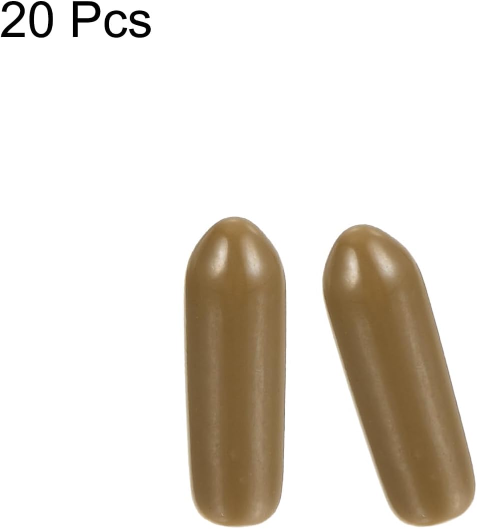 uxcell 20pcs Rubber End Caps 3mm(1/8") ID Vinyl PVC Round Tube Bolt Cap Cover Screw Thread Protectors Light Brown