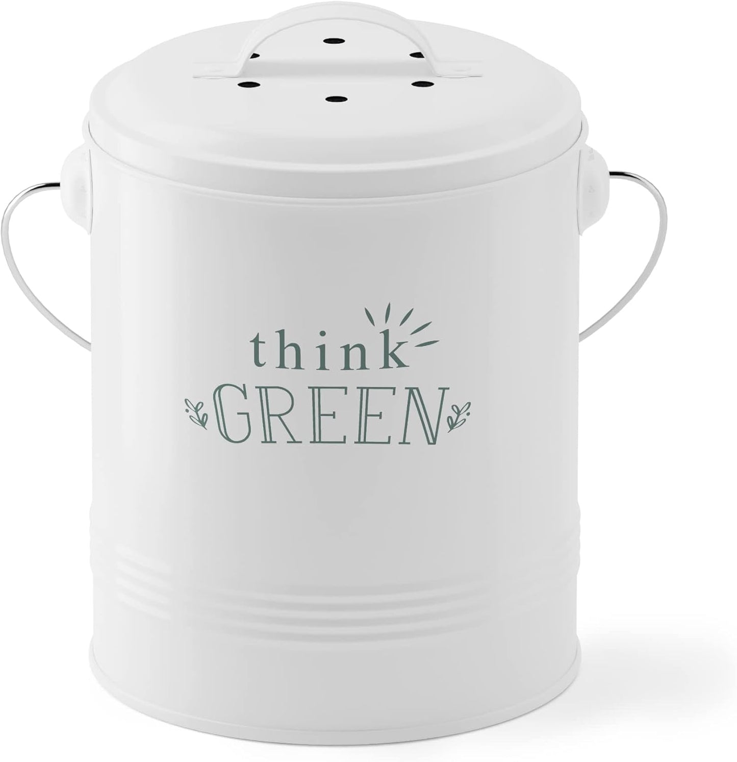 Barnyard Designs Compost Bin for Kitchen Counter - 1.2 Gallon Countertop Composter with Extra Smell-Absorbing Filters and Inner Bucket for Easy Cleaning - Food Waste Bin for Kitchen with Lid (White)