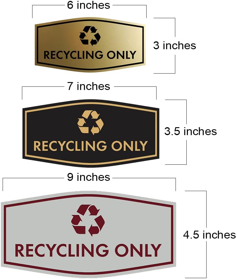 Fancy Recycling Only Sign (Navy Blue/White) - Large