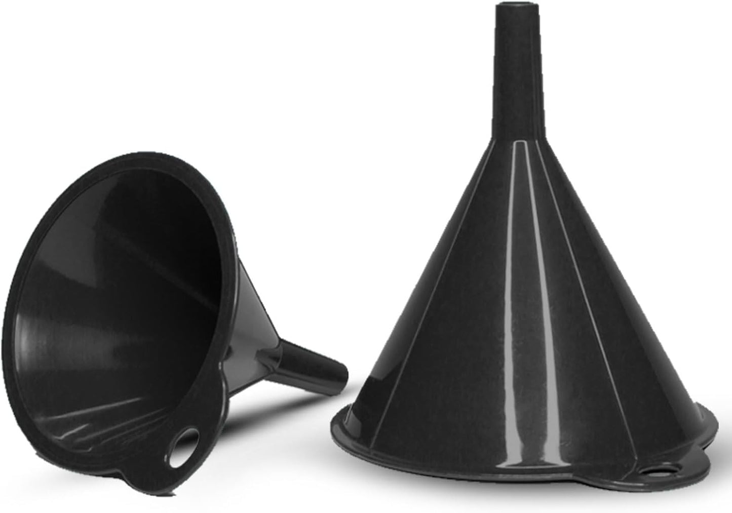 Crisp 2-Piece Funnel Set - All Purpose Funnels for Kitchen Use Filling Bottles - Durable & Dishwasher Safe Kitchen Funnel Set - Made in The USA - Black
