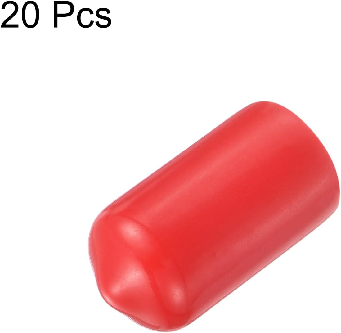 uxcell 20pcs Rubber End Caps 11.5mm ID Vinyl Round Tube Bolt Cap Cover Thread Protectors Red
