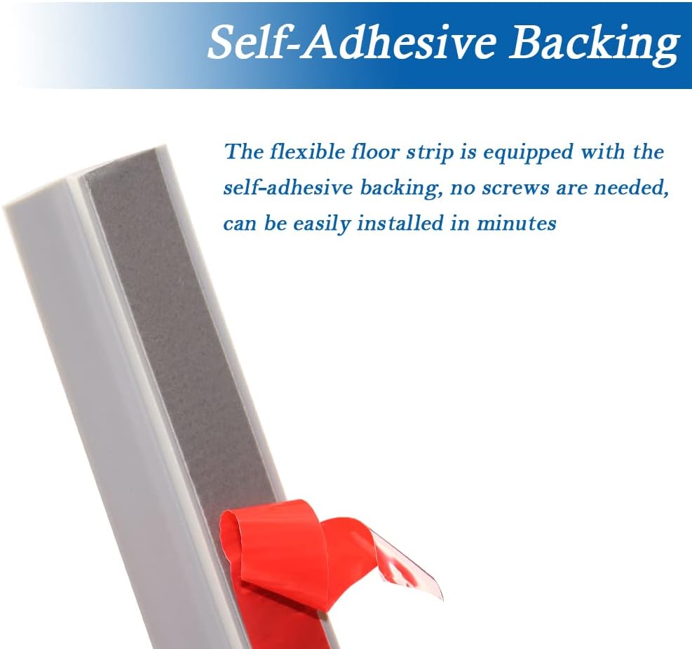 Floor Transition Strip Self Adhesive Carpet & Flooring Transitions Edging Trim Strip PVC Threshold Transitions Suitable for Threshold Height Less Than 5mm (10Ft, Gray)