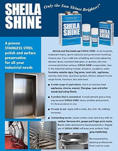 Sheila Shine 1 Gal. Can Stainless Steel Cleaner and Polish, Protects Household Kitchen Surfaces, Removes Grease, Fingerprints & Watermarks, Stainless Steel Cleaner for Appliances, Fridge, Oven & Sinks