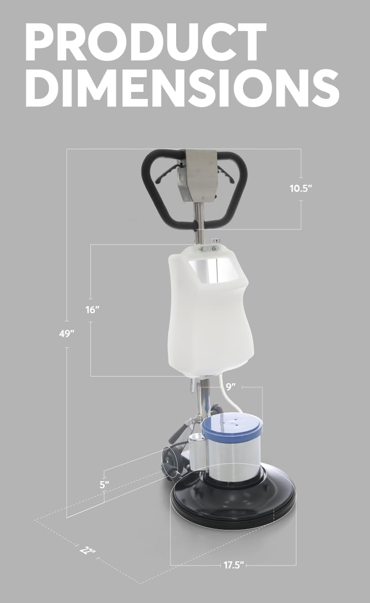 Industrial Floor Polisher Machine 17" with (1 Tank + 2 Brushes + 1 Pad Holder ) ,1.5 HP BF522