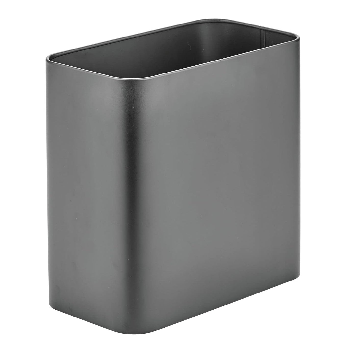 mDesign Small Metal 2.4 Gallon/9 Liter Trash Can Wastebasket Garbage Bin for Bathroom, Slim Rubbish Waste Bin Trashcans for Master/Guest Bath, Mirri Collection, Graphite Gray