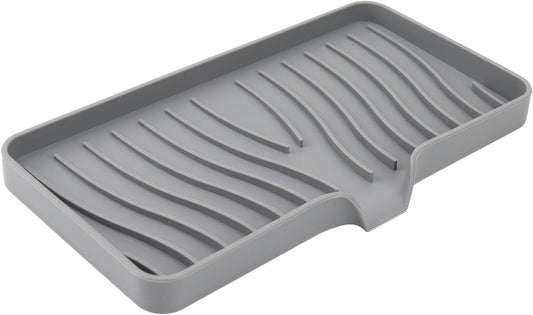 YASMEN Silicone Bathroom Soap Dishes, Sink Sponge Holder for Kitchen, Rubber Soap Dish with Drain, Shower Soap Sponge Tray, Sink or Counter Organizer, for Bar Soap, Bottle, Dish Soap Dispenser-Gray