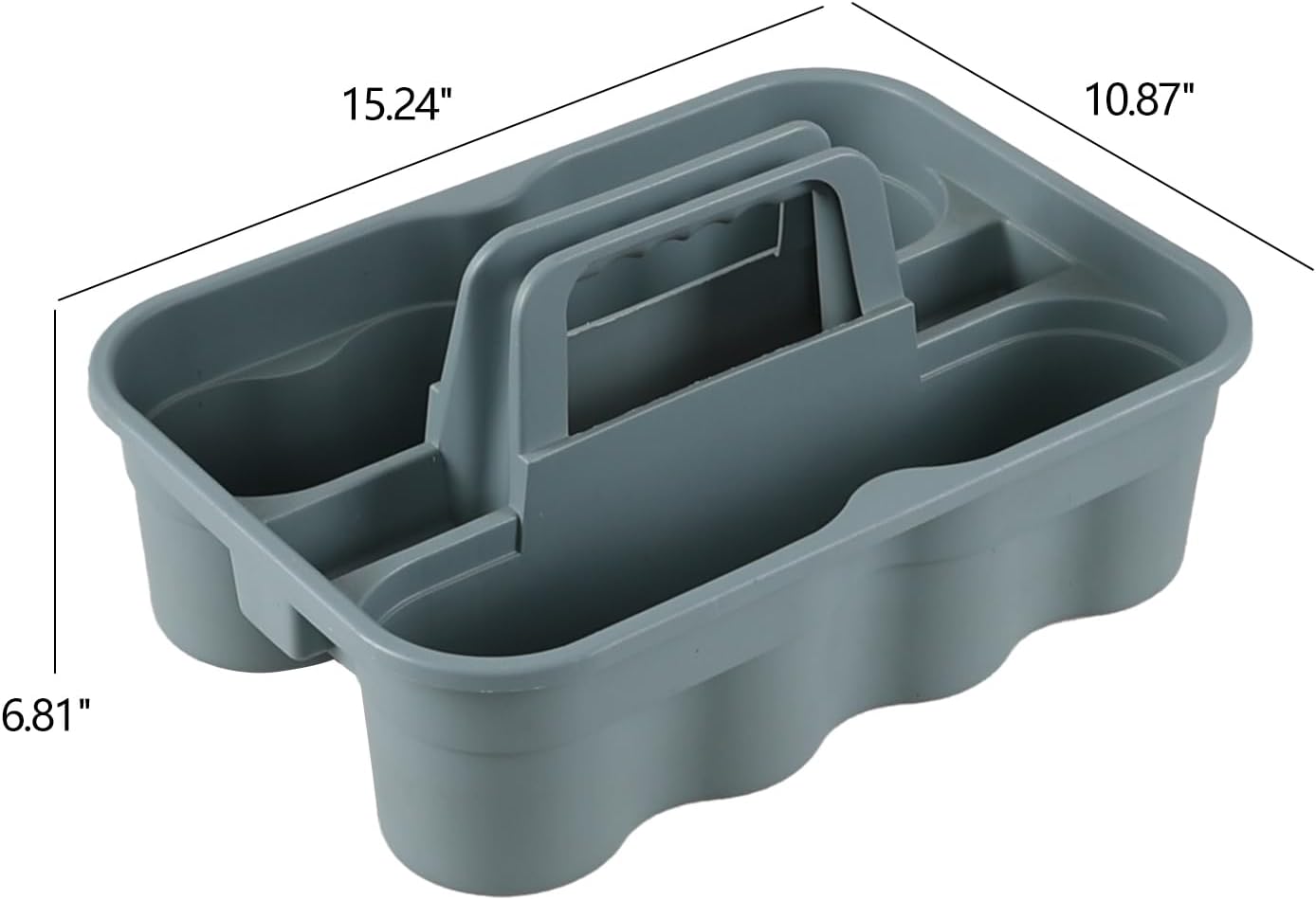 6 Pack Plastic 2 Compartments Cleaning Supplies Caddy, Commercial Carry Caddy Organizer with Handle, Gray